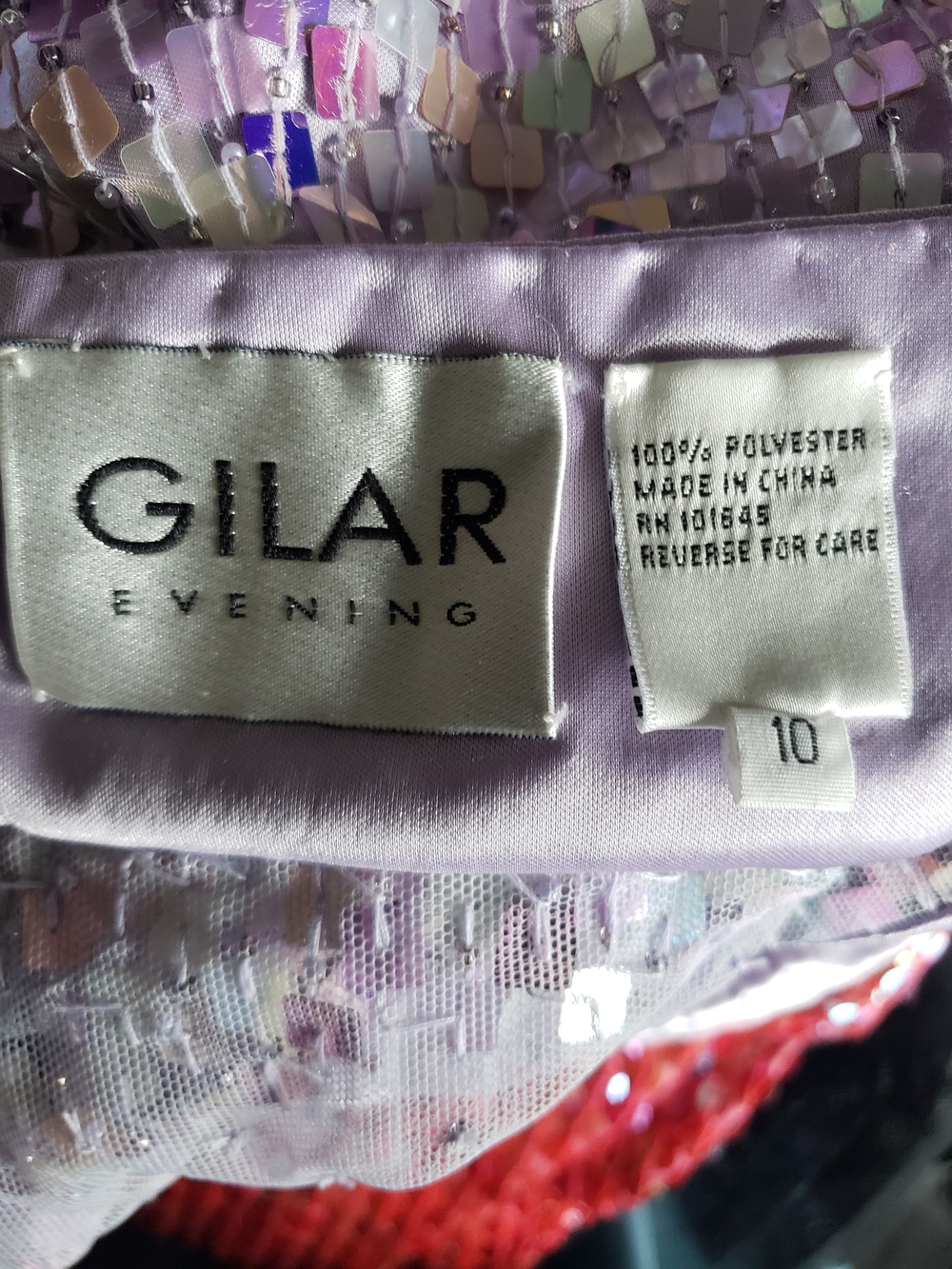 Gilar Evening Lilac Full Sequin Maxi Dress with Sheer Waist and Spaghetti Straps - Picture 2 of 4